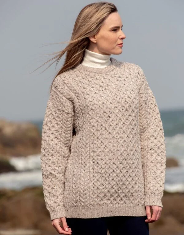 Merino Aran Crew Neck Sweater - Image 4