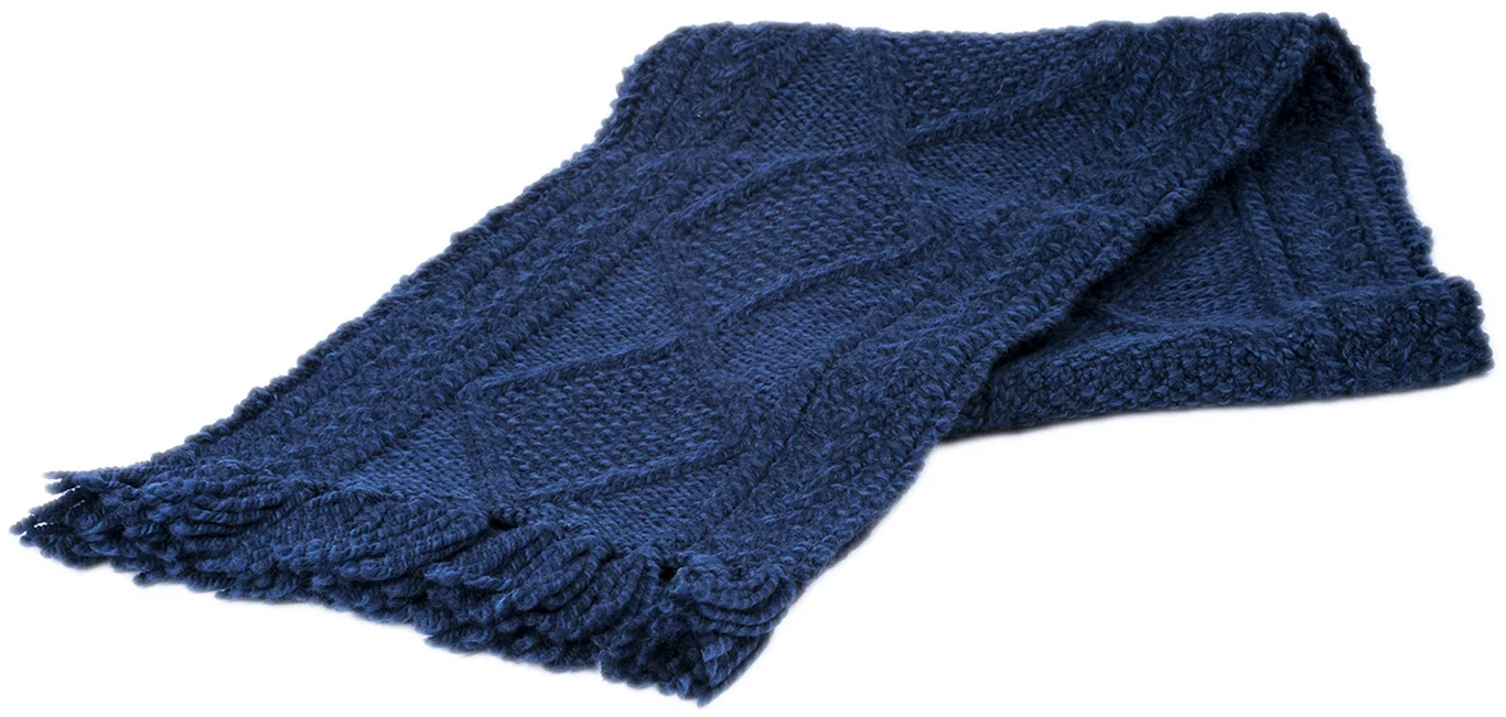 Hand Knit Aran Scarf with Diamond Pattern and Fringe Detail - Image 5