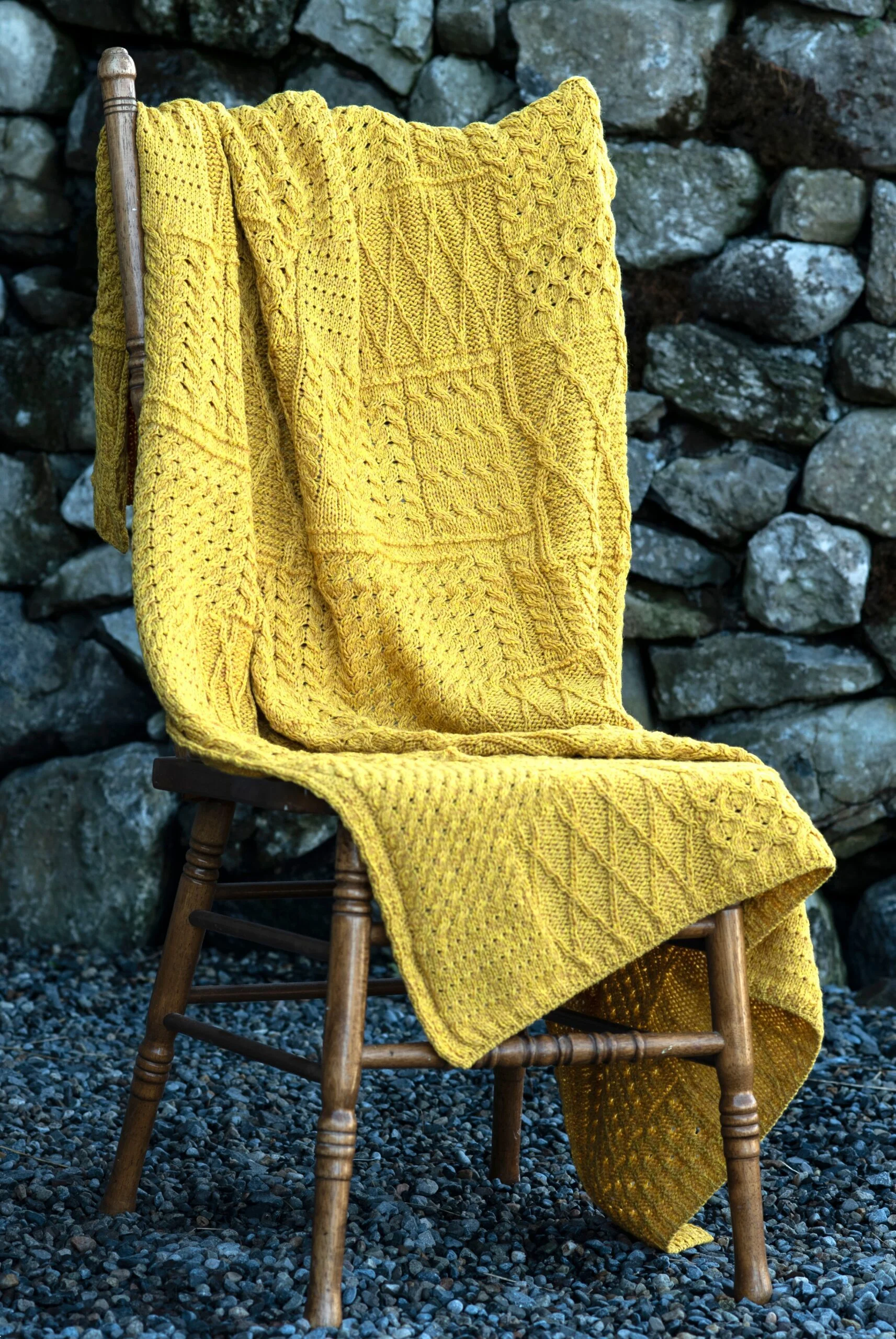 Knitted Throw with a Variety of Traditional Aran Patterns Aran Islands Knitwear