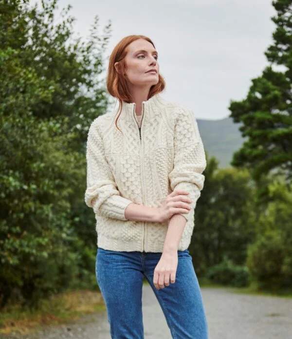 Ladies Contemporary Hand Knit Aran Cardigan