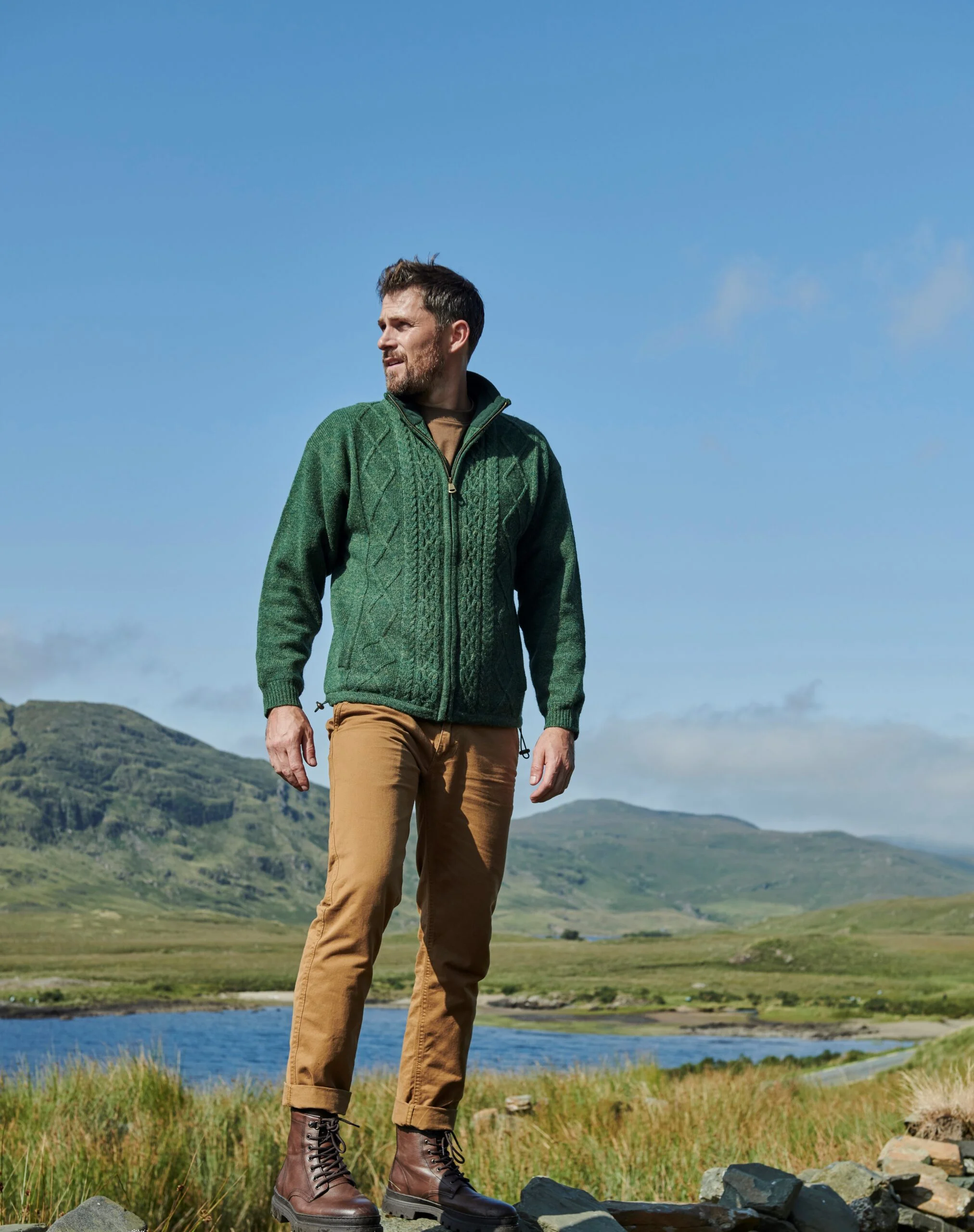 Fully Lined Irish Cardigan with Pockets - Image 3