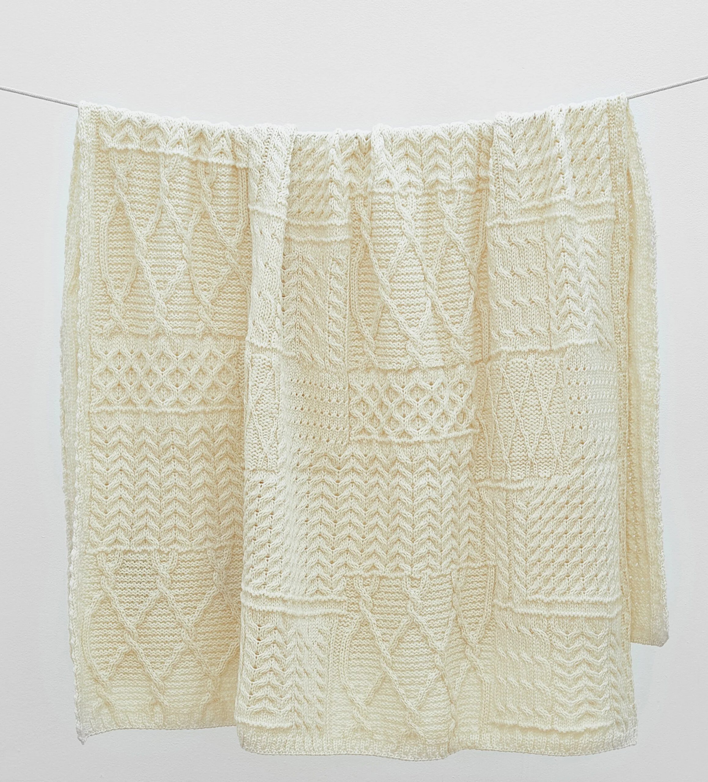 Knitted Throw with a Variety of Traditional Aran Patterns - Image 3