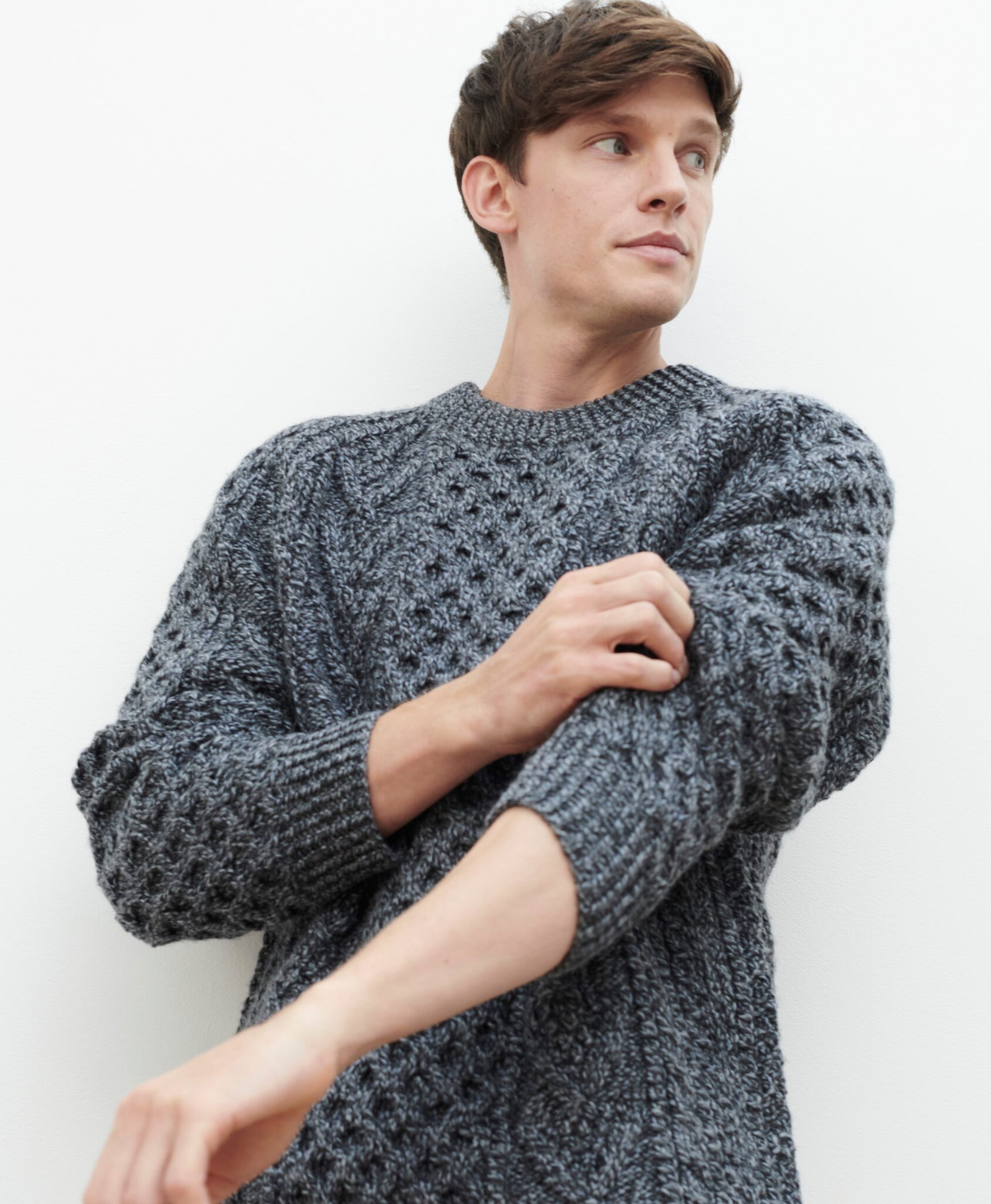 Hand Knit Aran Sweater with Crew Neck - Aran Islands Knitwear