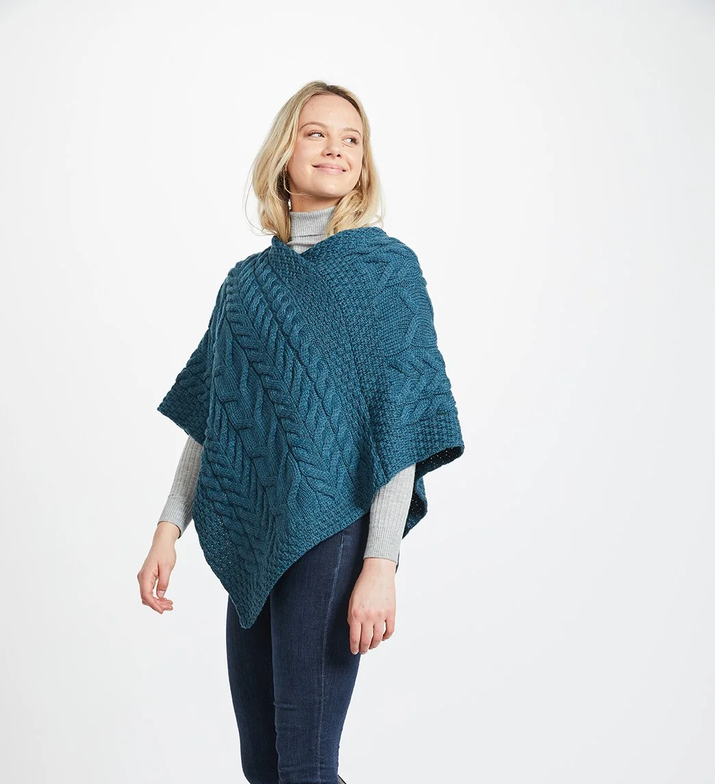 Supersoft Merino Aran Poncho - Image 5