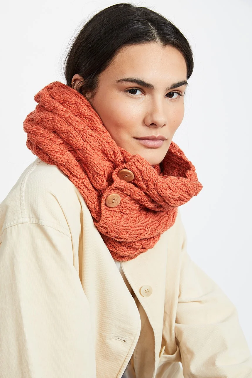 Merino Cable Knit Snood with Triskelion Buttons - Image 9