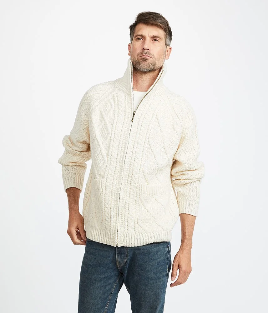 Hand Knit Aran Cardigan with Full Zip - Image 4