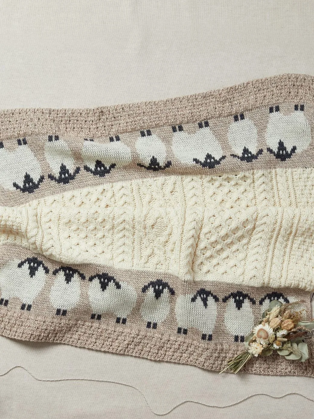 Merino Baby Blanket with Sheep Motif - Image 2