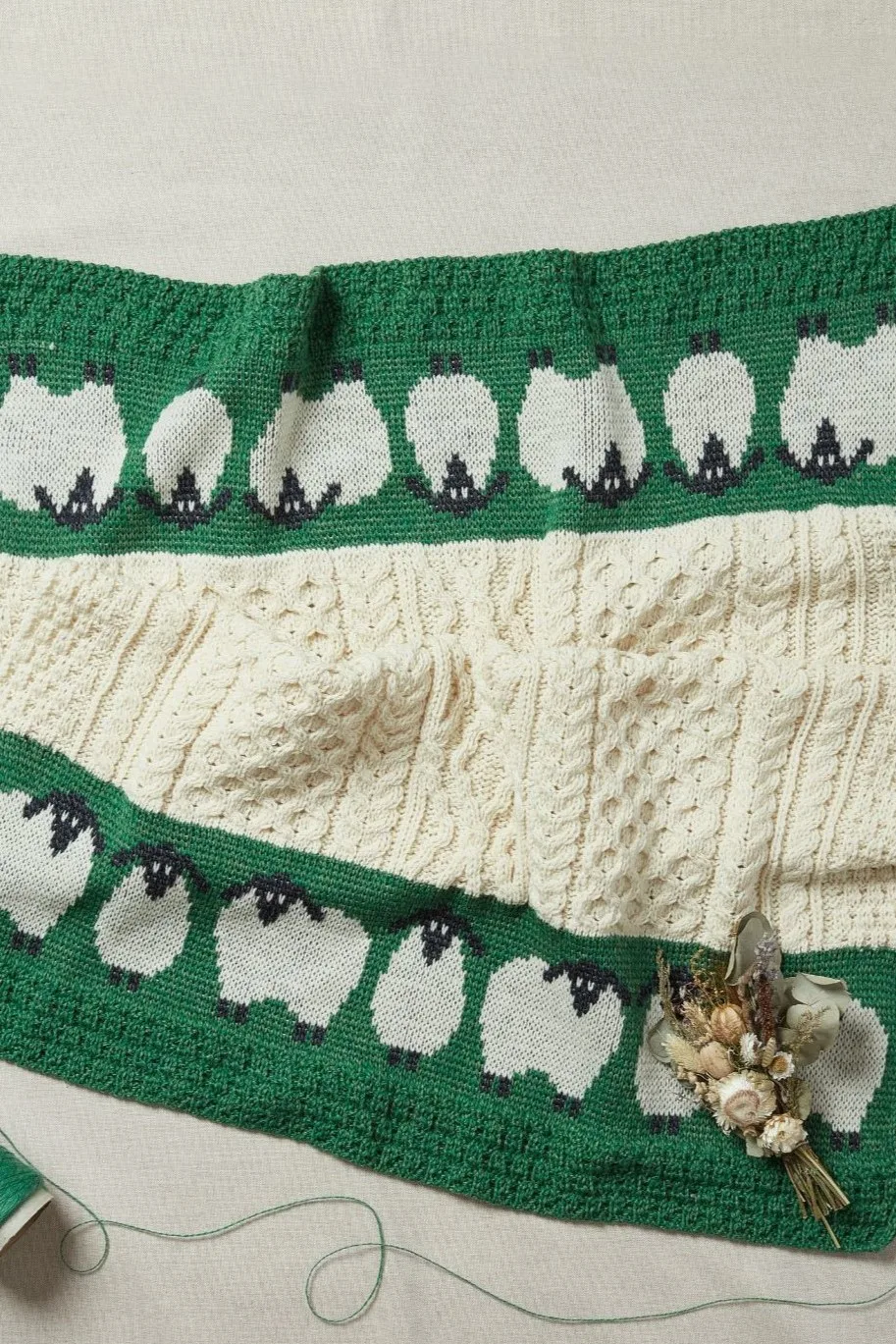 Merino Baby Blanket with Sheep Motif