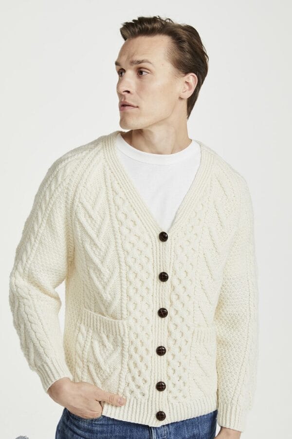 Unisex HandKnit V-Neck Buttoned Cardigan