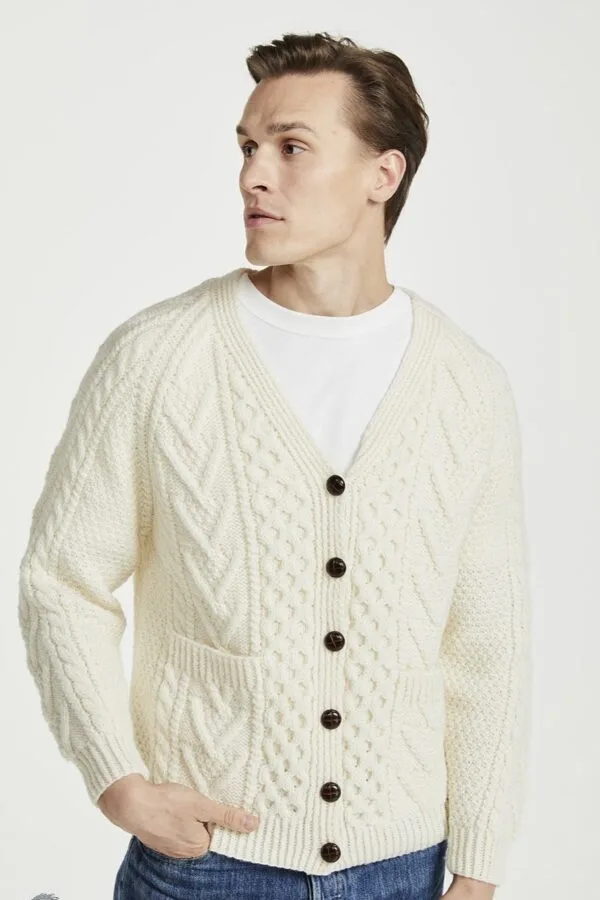 Unisex HandKnit V-Neck Buttoned Cardigan