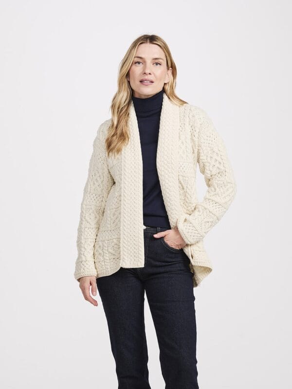 Ladies Merino Aran Shawl Cardigan - Image 2
