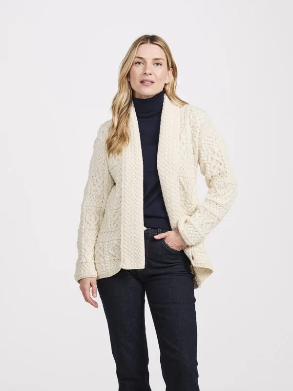 Ladies Merino Aran Shawl Cardigan - Image 2