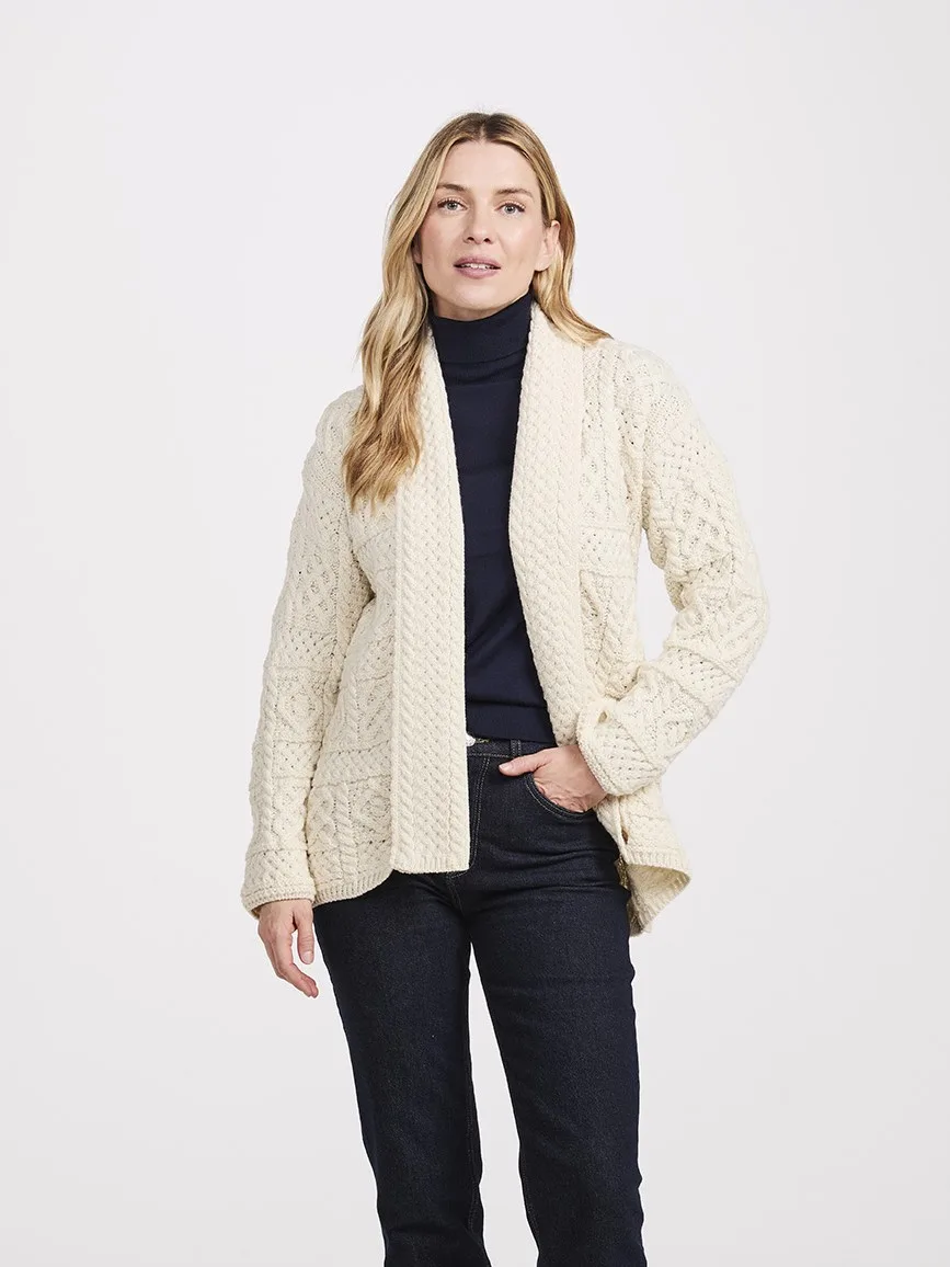 Ladies Merino Aran Shawl Cardigan - Image 2