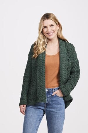 Ladies Merino Aran Shawl Cardigan
