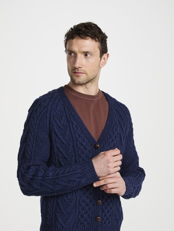 Unisex HandKnit V-Neck Buttoned Cardigan - Image 3