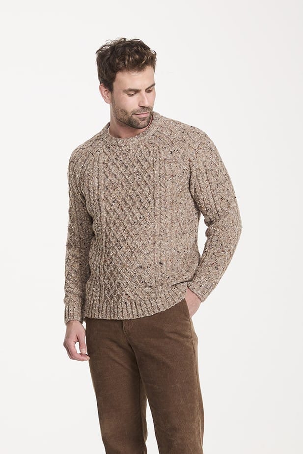 Donegal Wool Tweed Aran Sweater