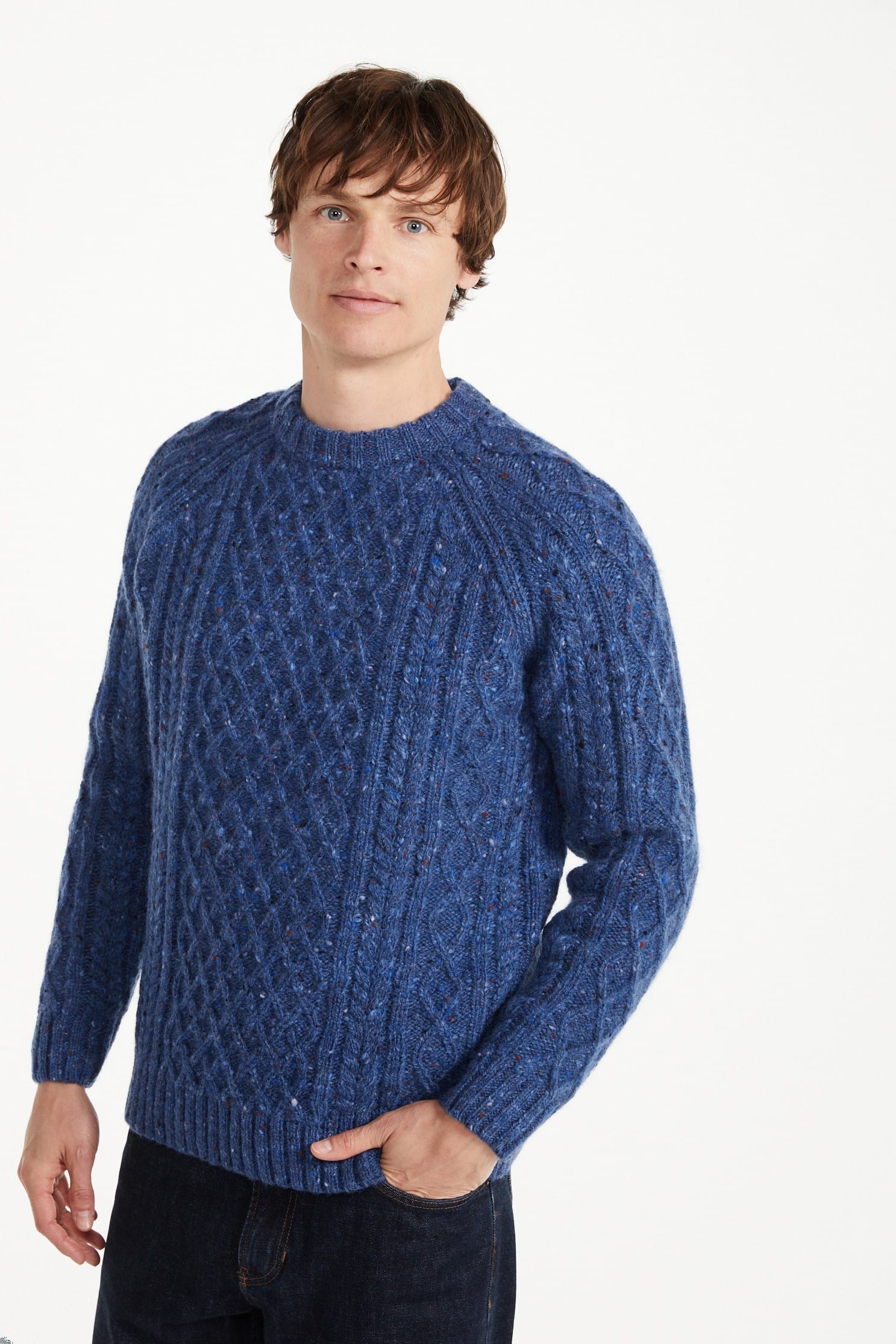 Donegal Wool Tweed Aran Sweater - Image 2