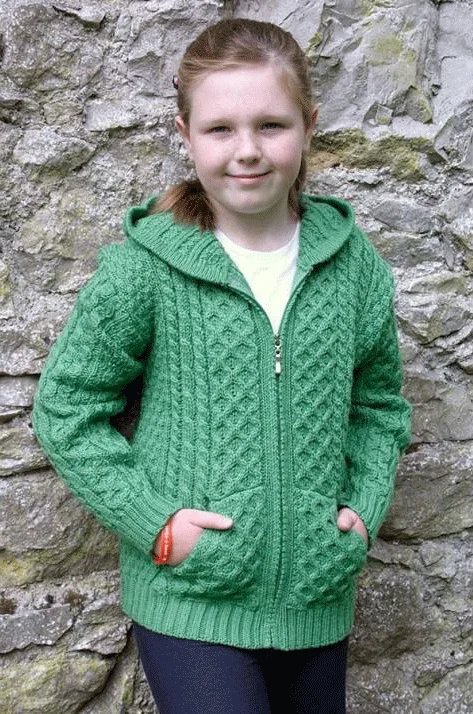 Children's Aran Cardigan with Full Zip and Hood - Image 2