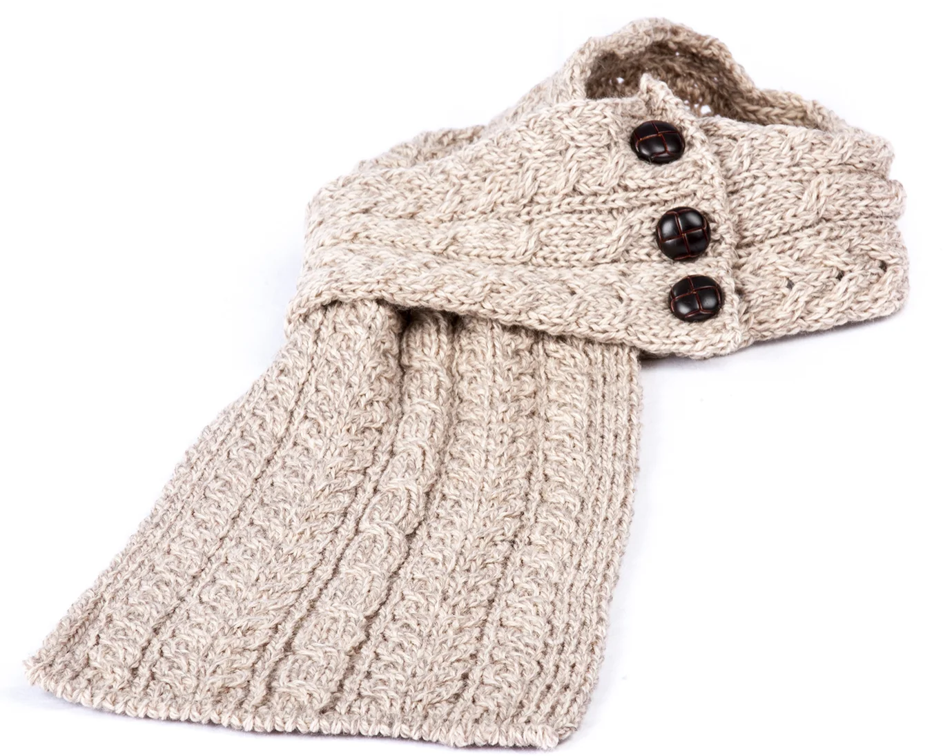 Aran Scarf with Traditional Buttons - Image 7