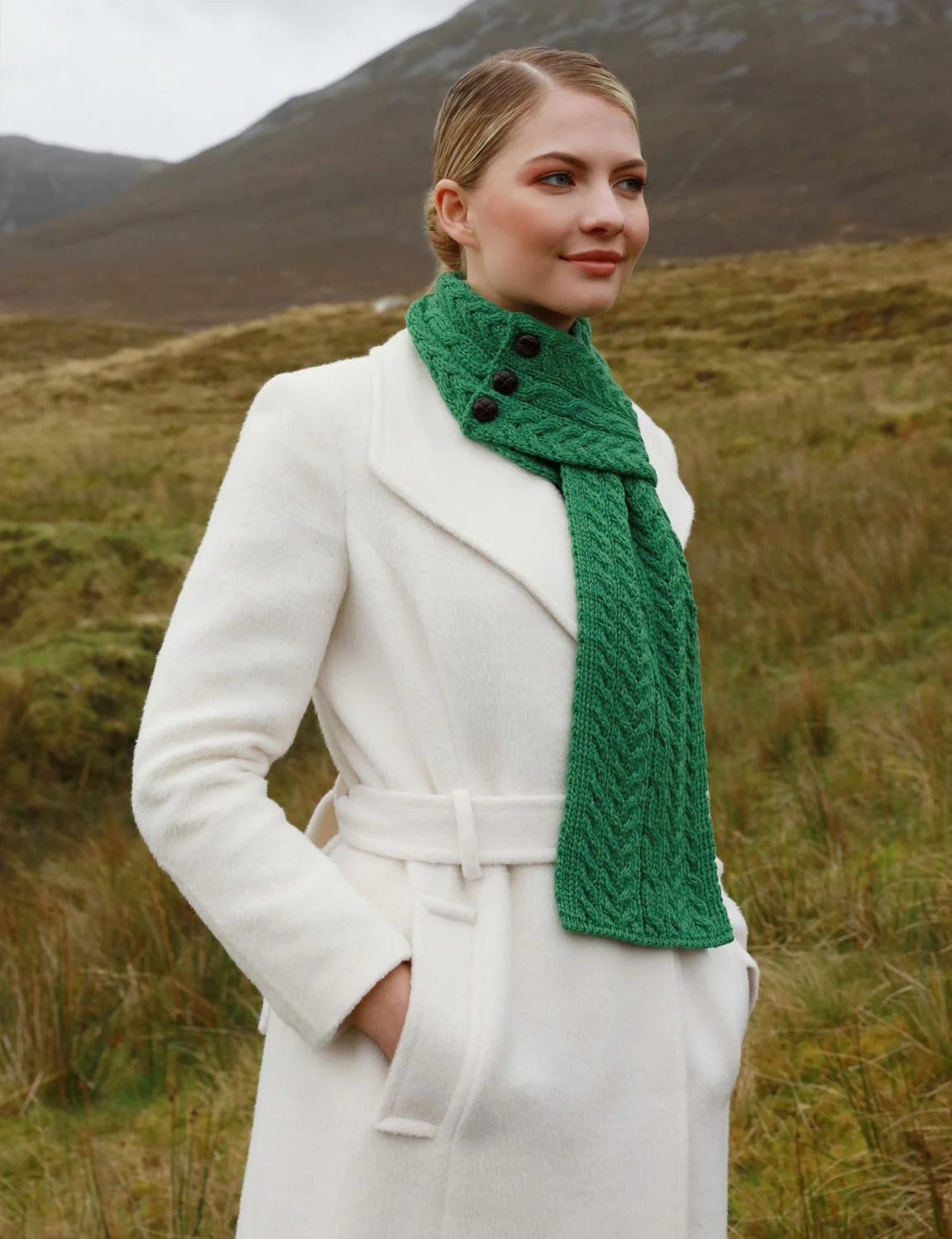 Aran Scarf with Traditional Buttons - Image 4