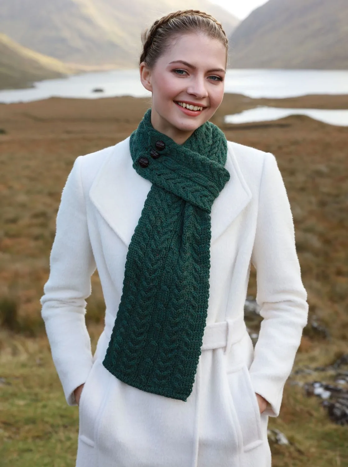 Aran Scarf with Traditional Buttons - Image 3