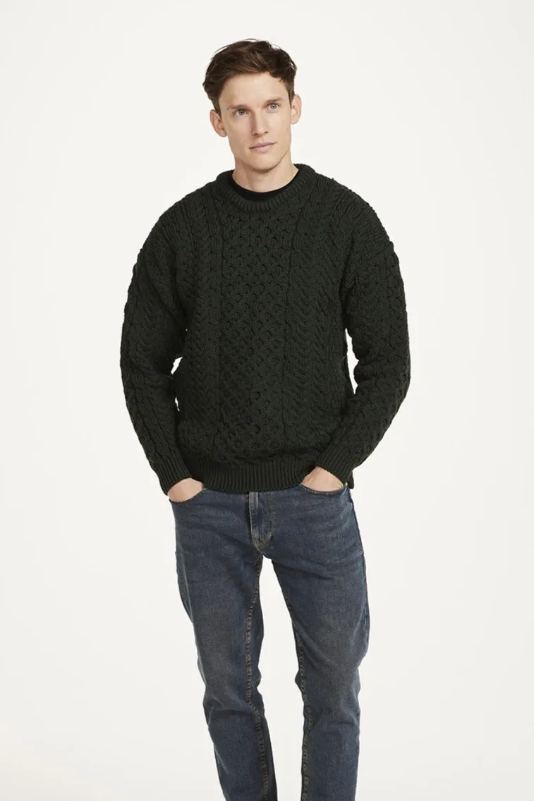 Traditional Irish Aran Crew Neck Sweater - Image 4