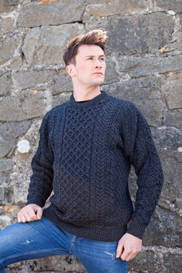 Traditional Irish Aran Crew Neck Sweater - Aran Islands Knitwear