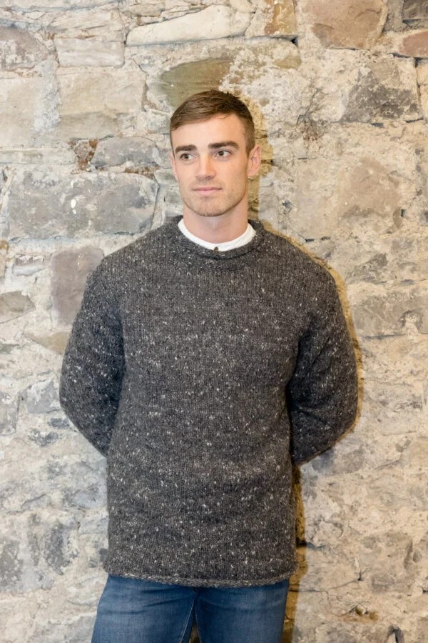 Irish Fisherman Sweater with Roll Neck