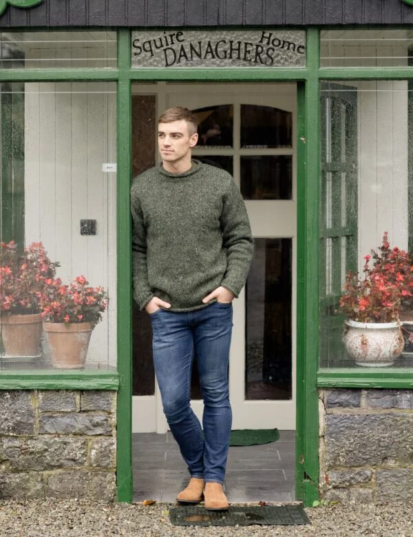 Irish Fisherman Sweater with Roll Neck - Image 2