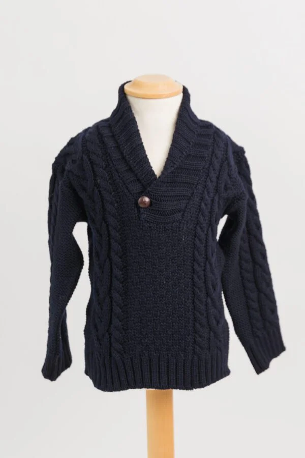 Shawl Neck Aran Sweater - Image 2