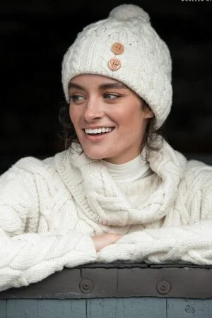 Lace Cable Knit Headband with Bow - Aran Islands Knitwear