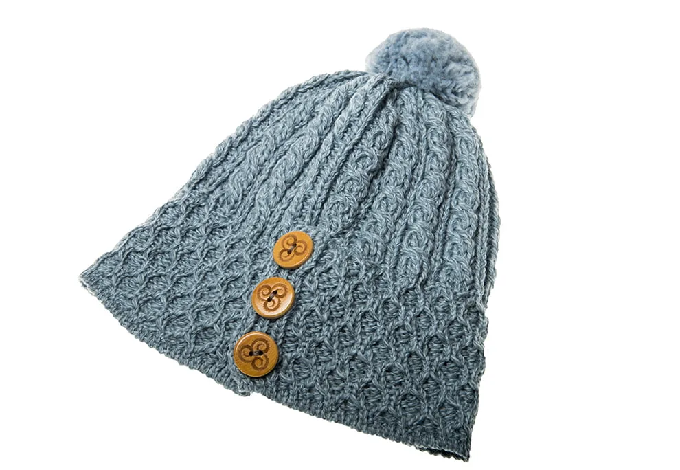 Honeycomb and Cable Knit Hat with Triskelion Buttons - Image 12