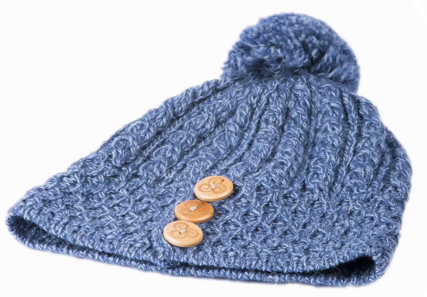 Honeycomb and Cable Knit Hat with Triskelion Buttons - Image 6