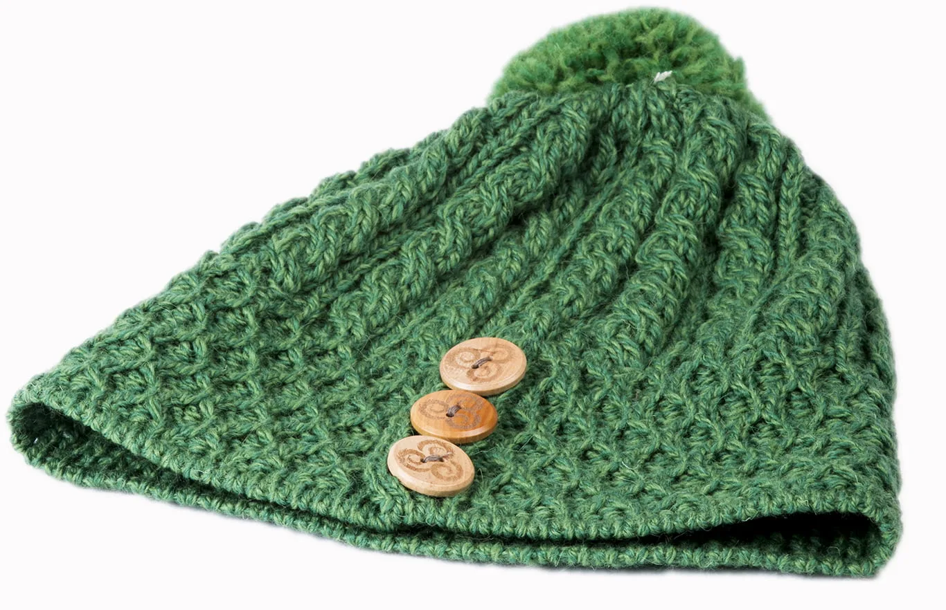 Honeycomb and Cable Knit Hat with Triskelion Buttons - Image 7