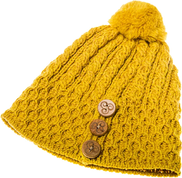 Honeycomb and Cable Knit Hat with Triskelion Buttons - Image 10