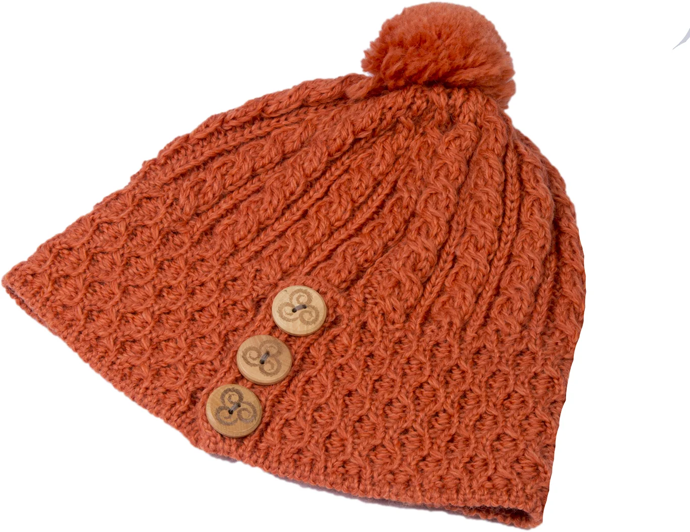 Honeycomb and Cable Knit Hat with Triskelion Buttons - Image 11