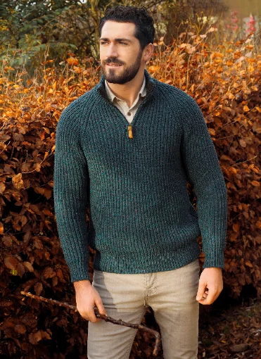Fisherman Ribbed Sweater with Half Zip - Image 3
