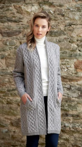 Cable Knit 'Coatigan' with Pockets - Image 3
