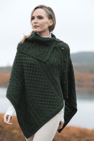 Cowl Neck Poncho with Traditional Buttons