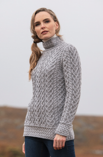 Supersoft 'Heart' Sweater with Turtleneck - Aran Islands Knitwear