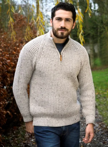 Fisherman Ribbed Sweater with Half Zip - Image 2