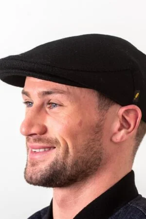 Black Traditional Flat Cap