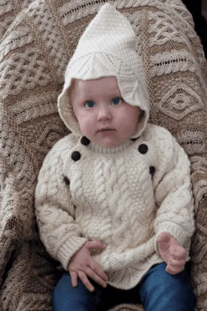 Baby's Aran Sweater with Hood
