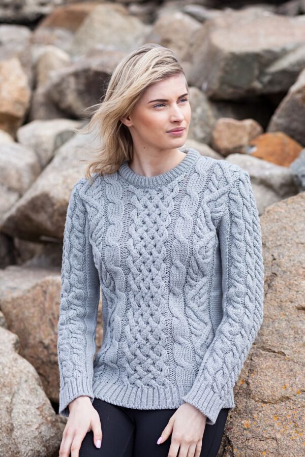 Fitted Aran Crew Neck Sweater - Aran Islands Knitwear