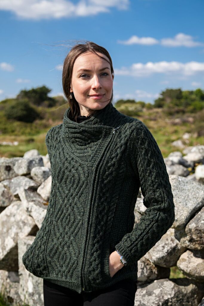 Celtic Cardigan with Side Zip Aran Islands Knitwear