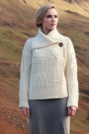 One Button Merino Aran Cardigan