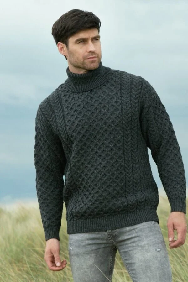 Merino Turtle Neck Aran Sweater