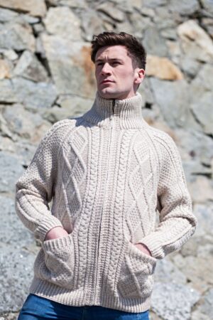 Hand Knit Aran Sweater with Crew Neck - Aran Islands Knitwear