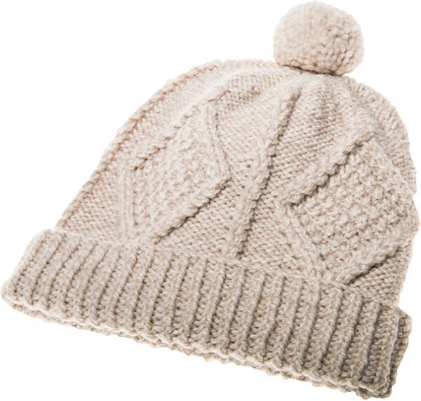 Hand Knit Aran Ski Hat with Pom Pom - Aran Islands Knitwear