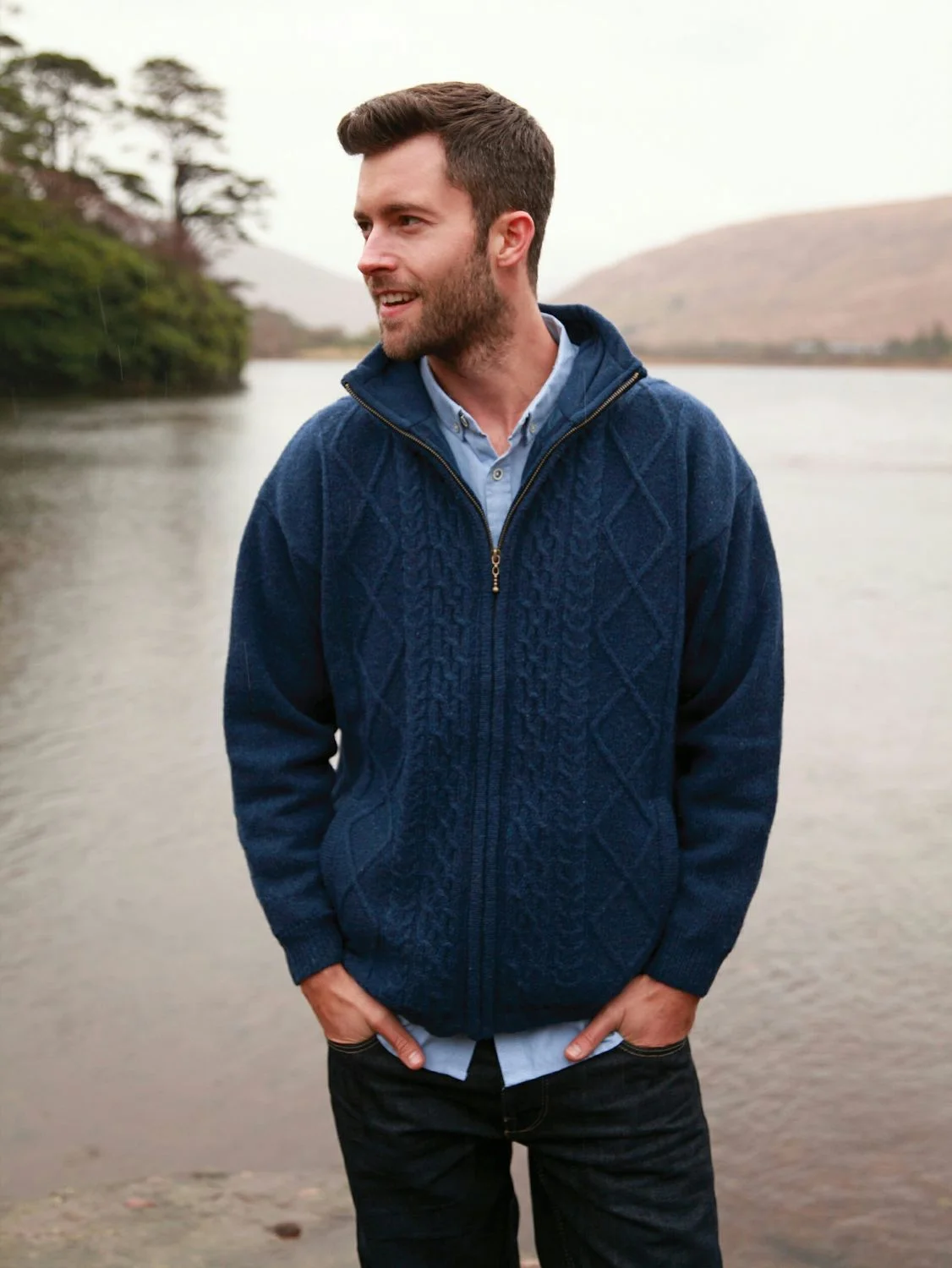 Fully Lined Irish Cardigan with Pockets - Image 2